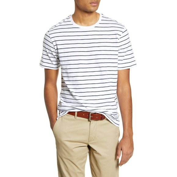 1901 Other - 1901 Mens Short Sleeve Navy & White Rugby Stripe T-shirt 100% Cotton Size XXL